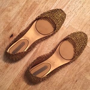 Gold Melissa + Campana jelly flats
